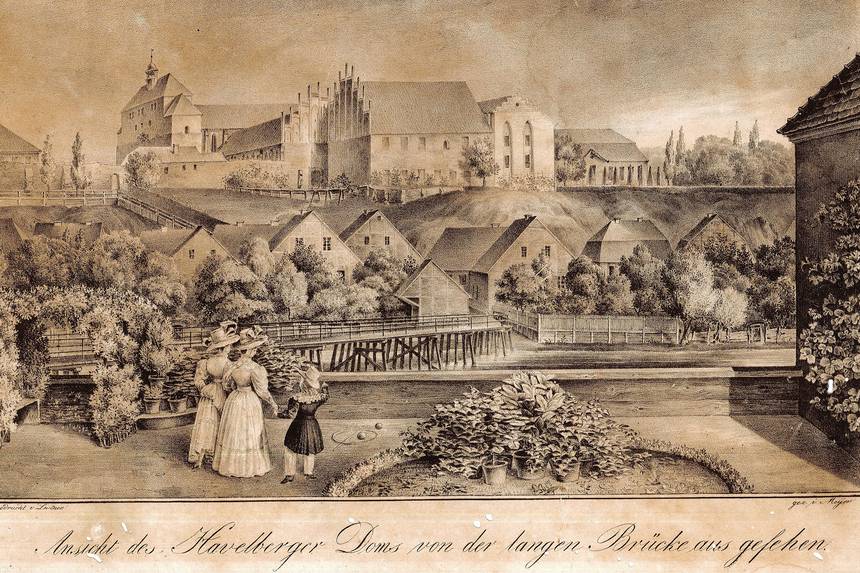 Lithographie von Johann Friedrich Meyer, Ansicht des Havelberger Domes um 1830. ©Landkreis Stendal pressefoto