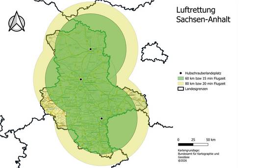 Das Modell des Landkreises sieht je einen Rettungshubschrauber in Nord, Mitte und Süd vor. © Landkreis Stendal pressefoto modell